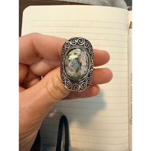 Or Paz Sterling Silver‎ Israel Roman Glass Ring 7.5
